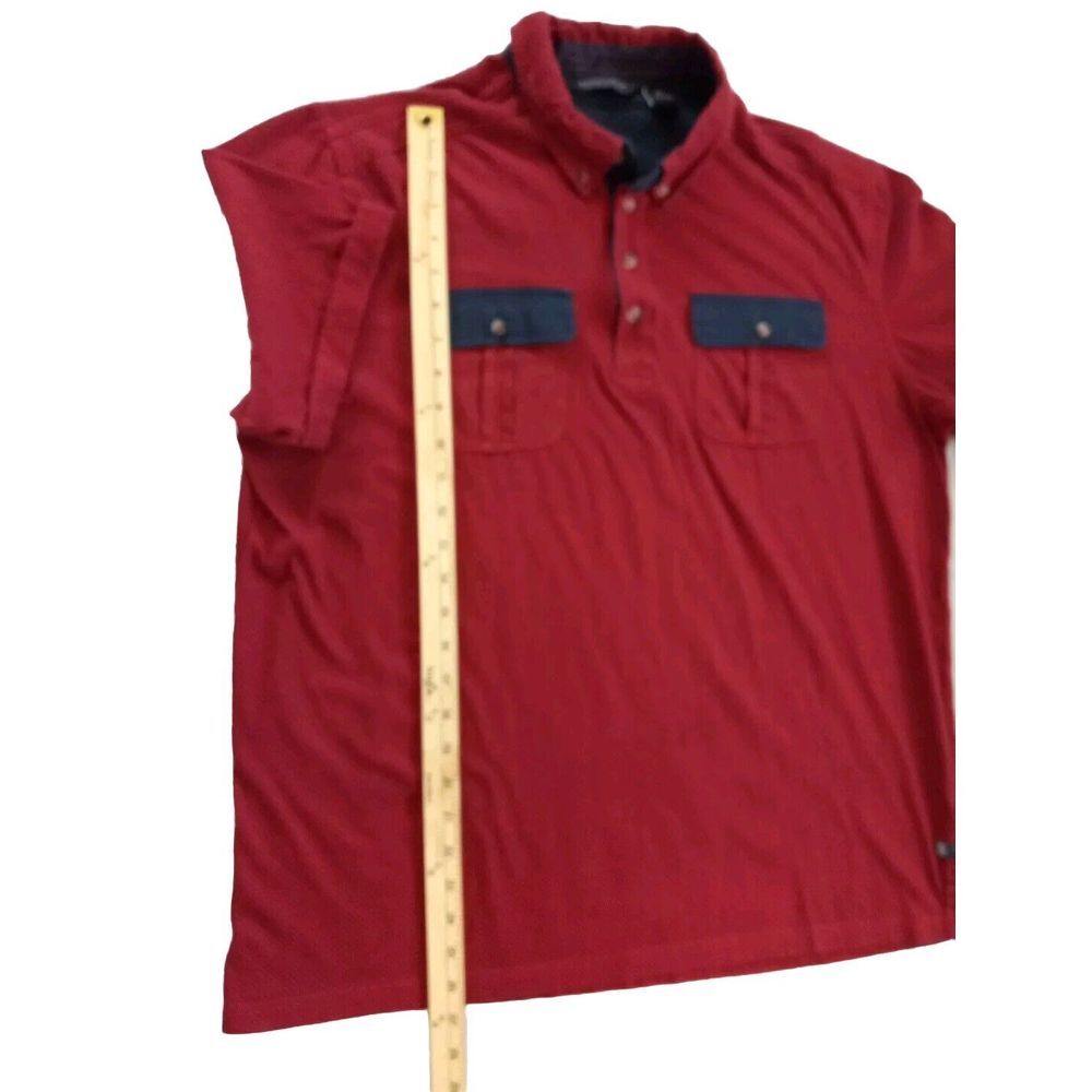 Sean John Men's XL Tailored Fit Buttons Up Stretch Polka-dot Red Pockets Polo - Picture 8 of 11